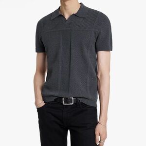 John Varvatos Men's Theo Sweaterpolo Iron Grey Polo Sweater Size XXL | NWT‎ | O2